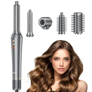 Bopcal 5 In 1 Hair Dryer Hot Air Comb Electric Hair Curling Iron 1200W High Speed
