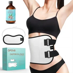 Castor Oil Pack Wrap With Castor Oil Reusable Pads Kit for Liver